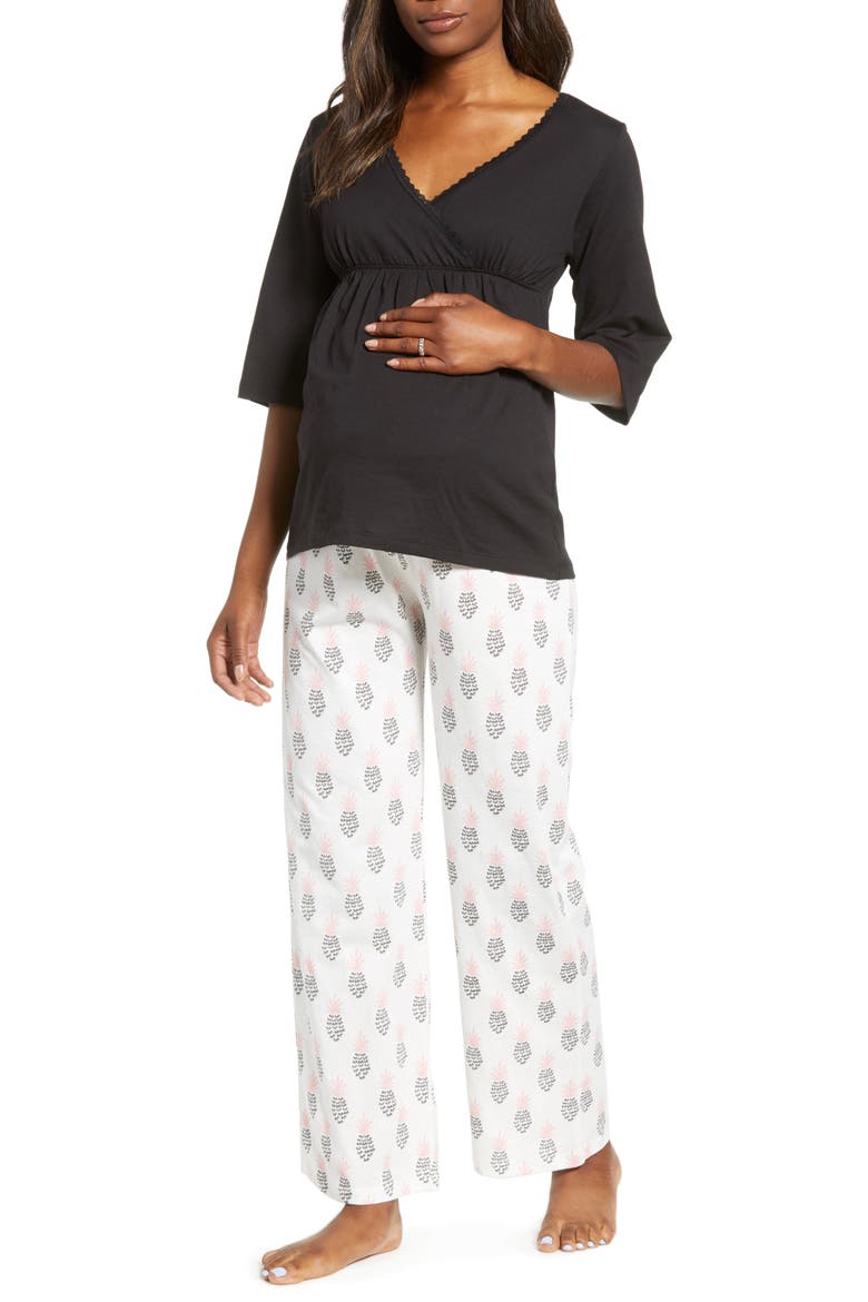Maternity/Nursing Pajamas, Main, color, PINEAPPLE PRINT