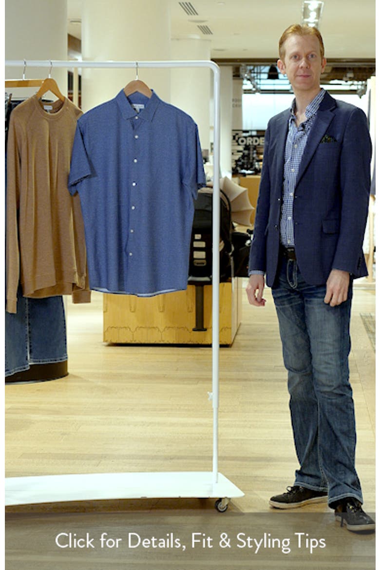 Jackson Microprint Short Sleeve Performance Poplin Button-Up Shirt video