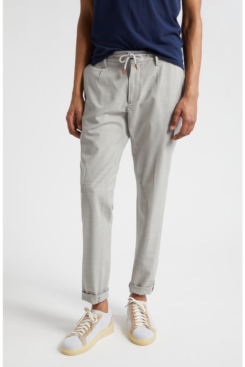 Drawstring Waist Stretch Virgin Wool Pants, Main, color, MEDIUM GREY