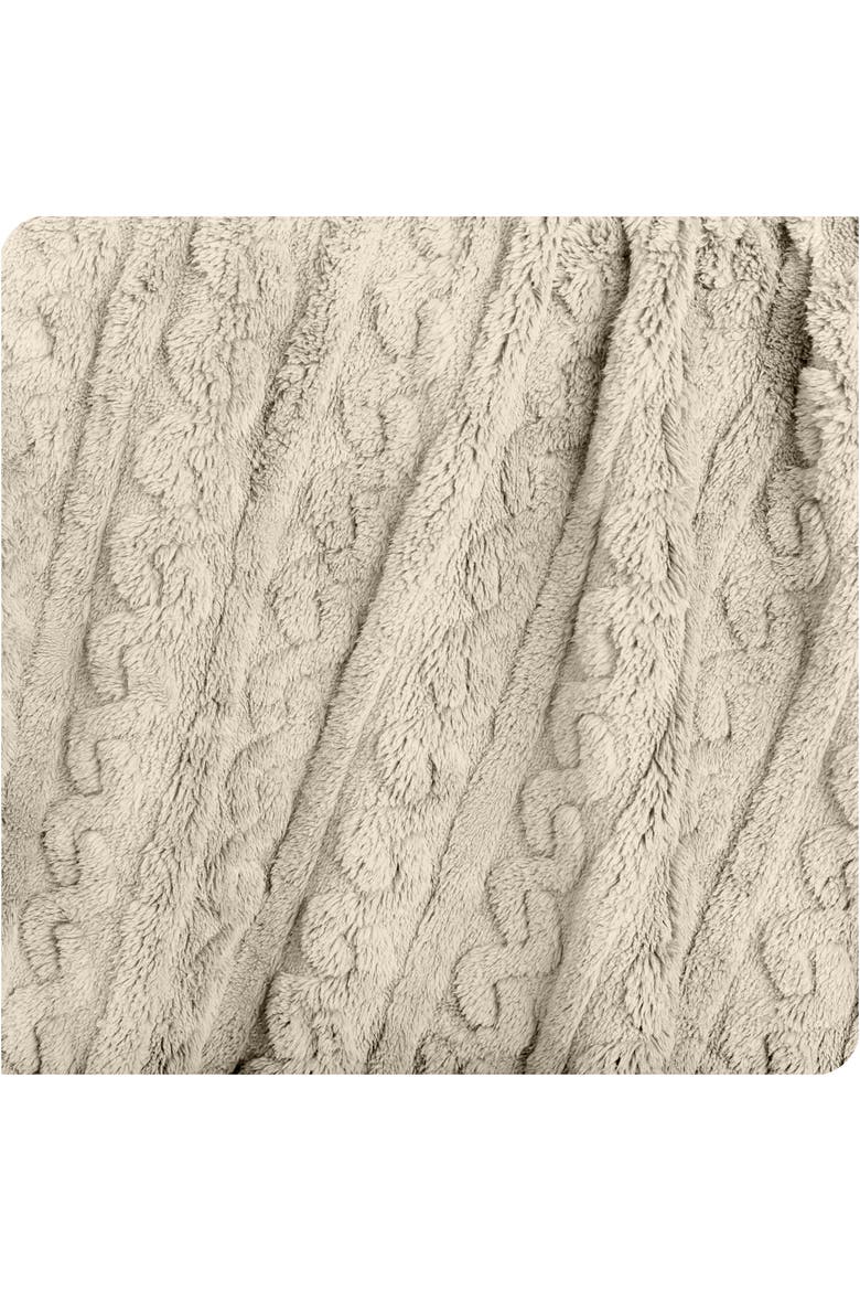 Cable Faux Shearling Blanket, Alternate, color, Oyster