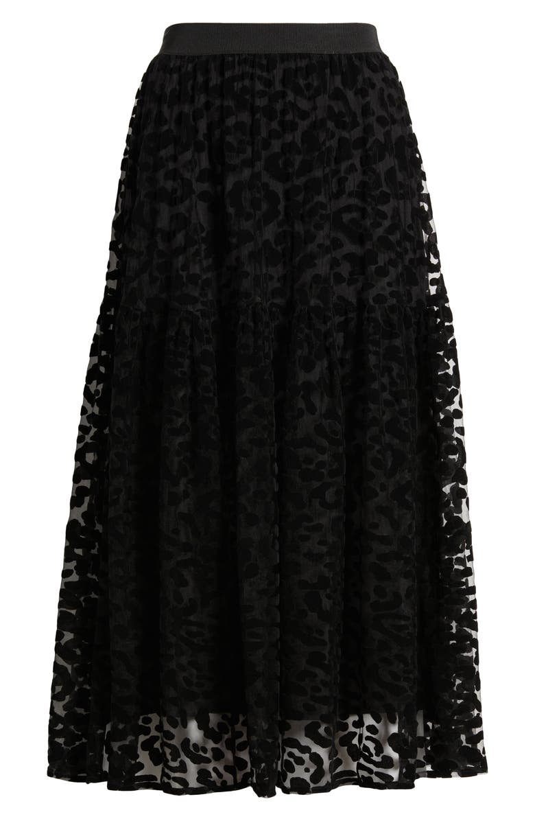 Masai Copenhagen Salome Leopard Spot Burnout Velvet Skirt, Alternate, color, 