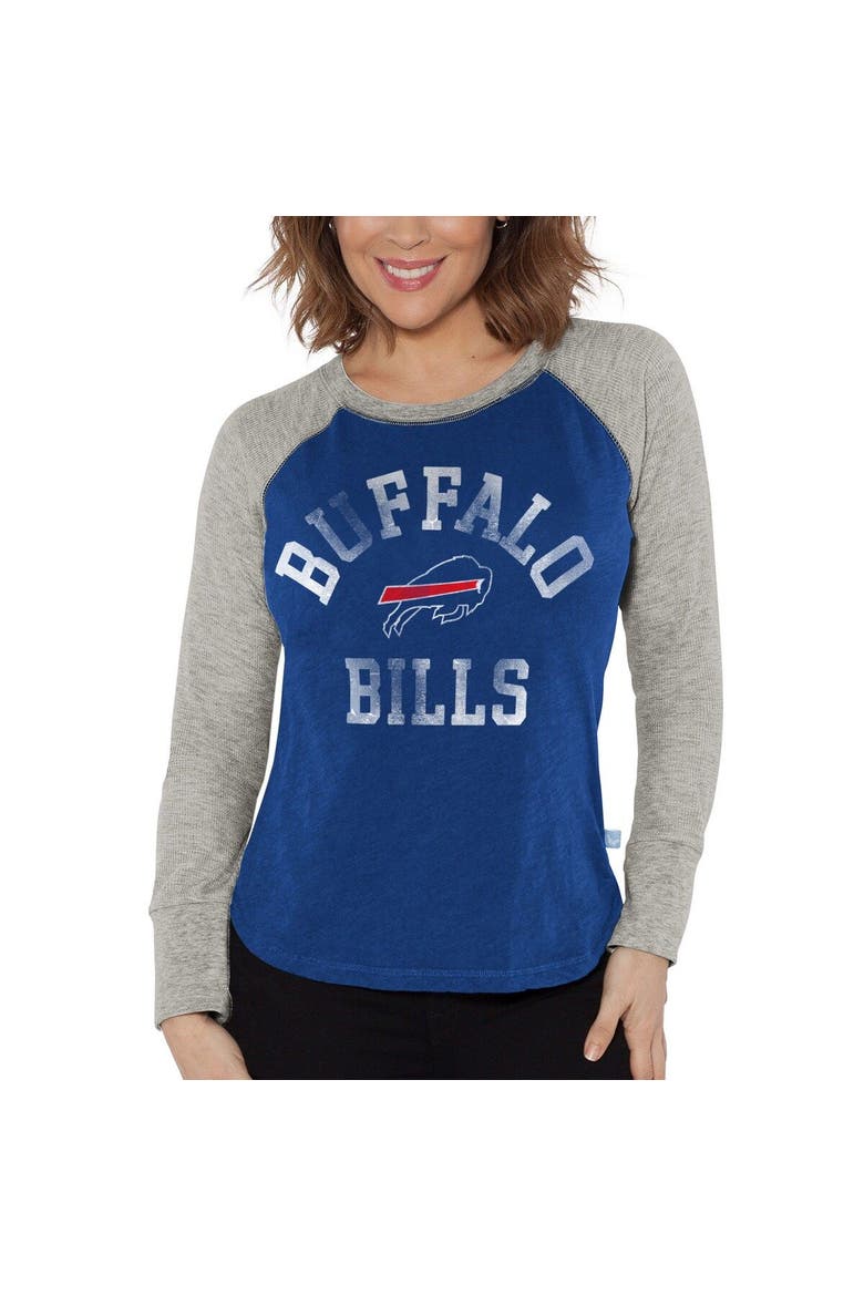 Women's G-III 4Her by Carl Banks Royal/Heather Gray Buffalo Bills Waffle Knit Raglan Long Sleeve T-Shirt, Main, color, Royal