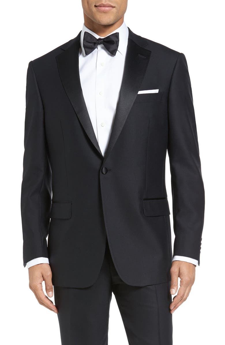 Hart Schaffner Marx New York Classic Fit Black Wool Tuxedo, Alternate, color, 