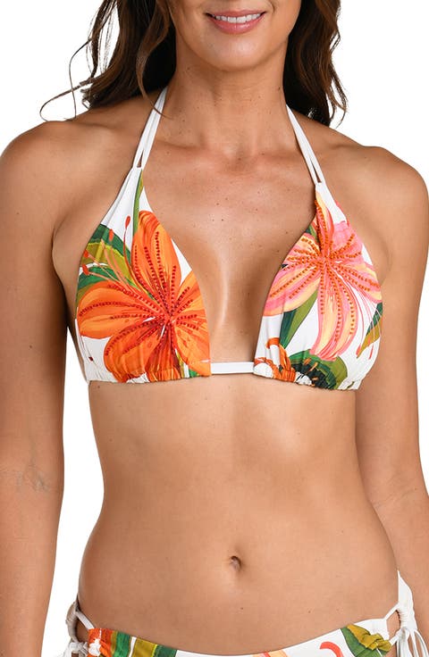 Jungle Blossoms Halter Bikini Top