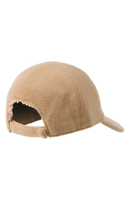 Amicale Wool & Cashmere Faux Shearling Lined Knit Baseball Cap In Brown