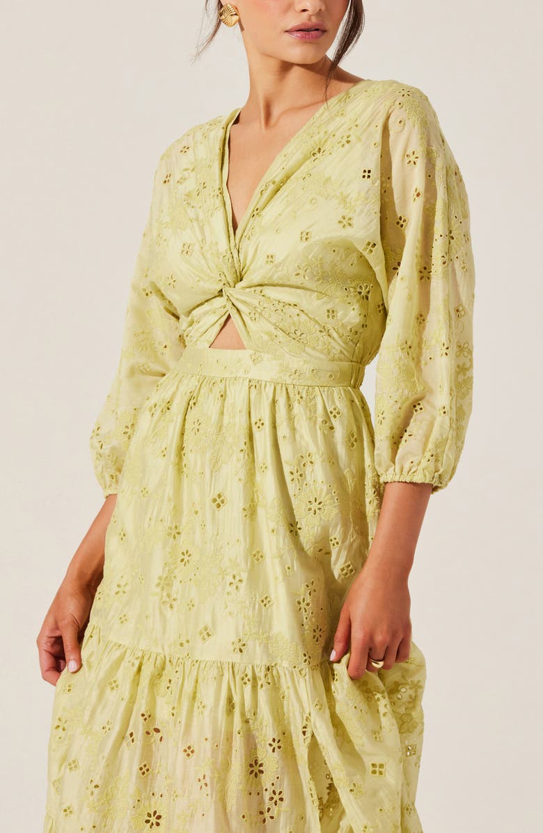 ASTR the Label Jesalyn Cutout Detail Eyelet Dress, Alternate, color, Matcha