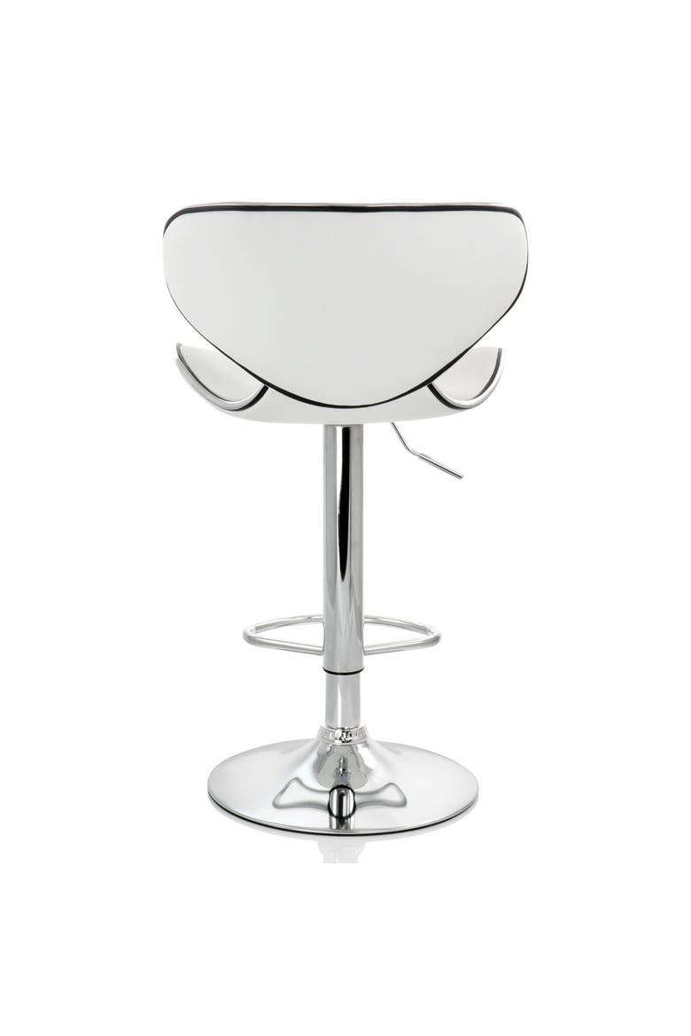 2 Piece Slim Faux Leather Adjustable Bar Stool, Alternate, color, White