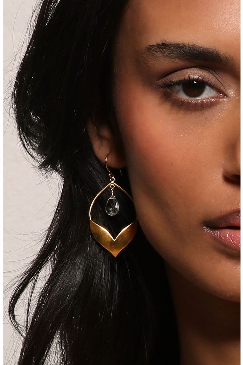 Transformed by Compassion Lotus Blue Topaz Earrings, Alternate, color, Gold