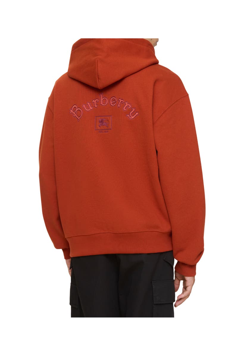 Burberry Gothic Logo Cotton Zip Hoodie, Alternate, color, Fire Orange