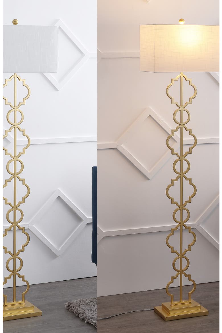 Selina 64.5" Transitional Glam Iron Ogee Trellis LED Floor Lamp, Gold Painting, Alternate, color, Gold Painting