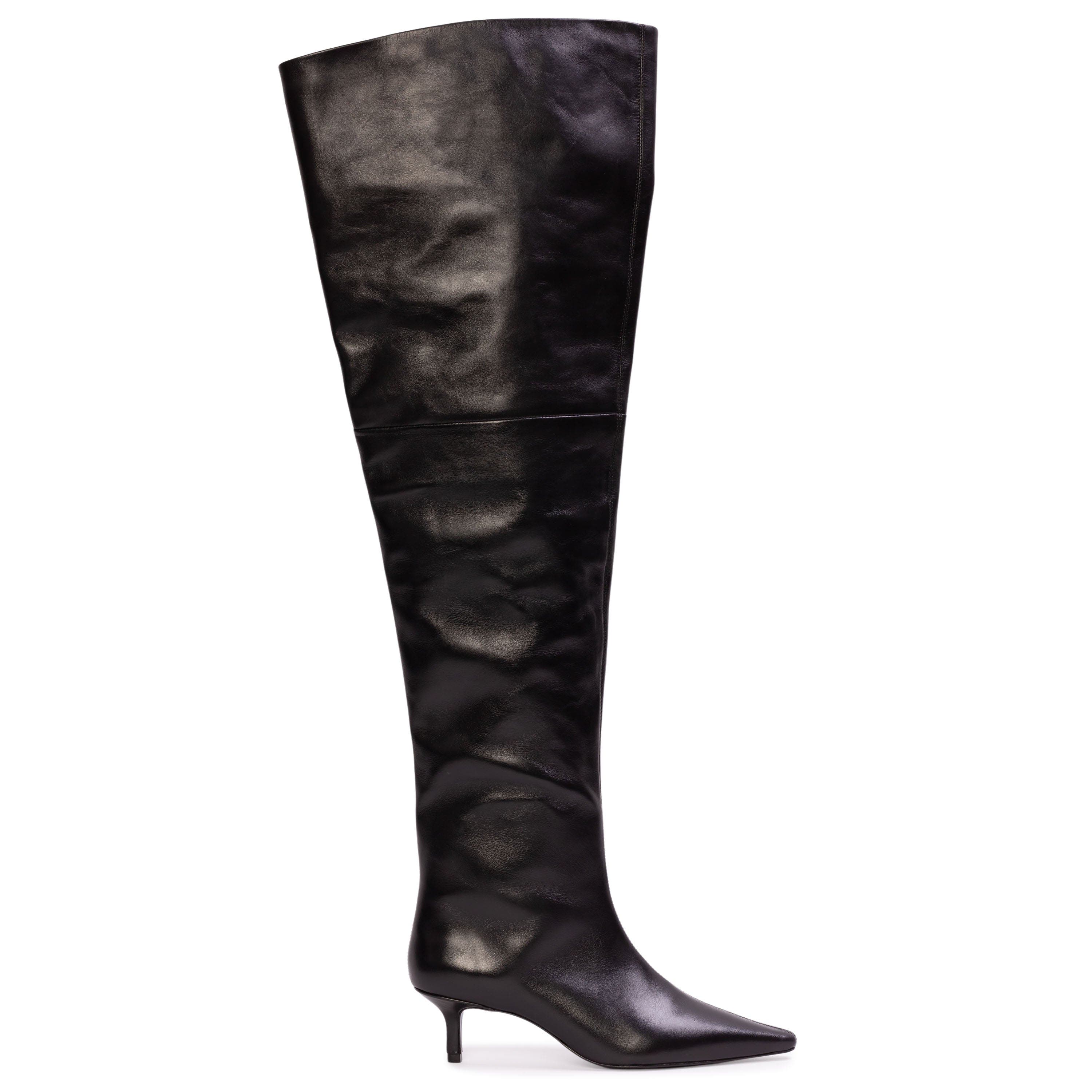 BLACK SUEDE STUDIO Kira 50 Thigh High Boot, Main, color, Black Leather