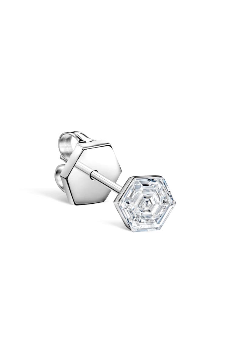MARIA TASH Invisible Set Hexagon Diamond Single Stud Earring, Main, color, White Gold