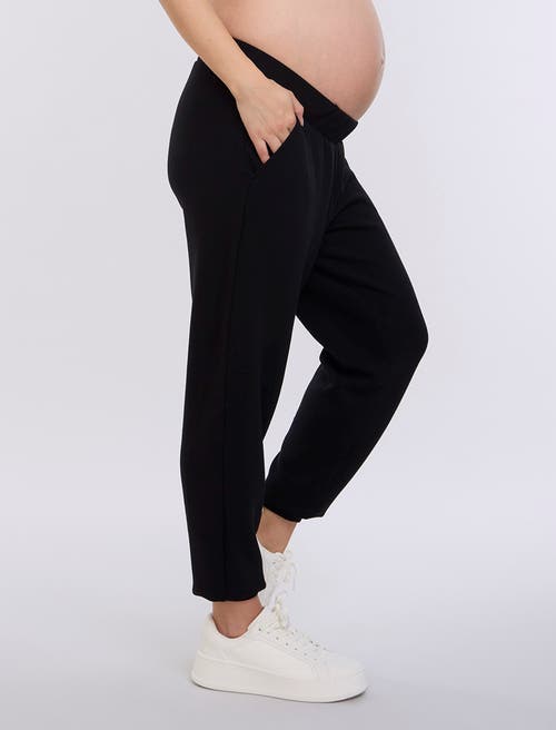Motherhood Maternity Under The Belly Side Pockets Scuba Jogger In Black