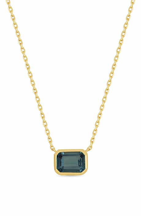 14K Yellow Gold London Blue Topaz Pendant Necklace