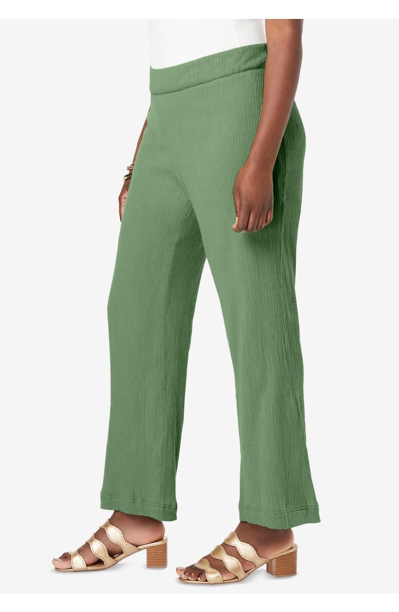 Jessica London Wide Leg Gauze Pant, Alternate, color, Oatmeal