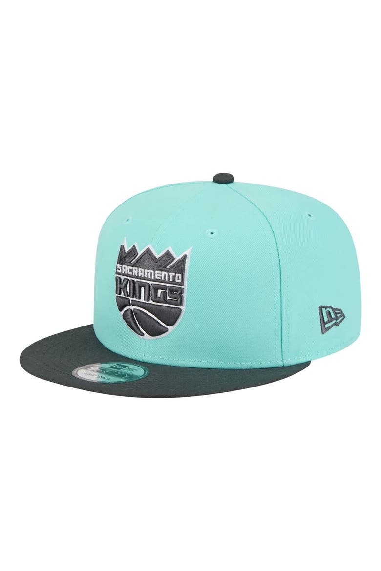 Men's New Era Turquoise/Charcoal Sacramento Kings Color Pack Two-Tone 9FIFTY Snapback Hat, Main, color, Turquoise