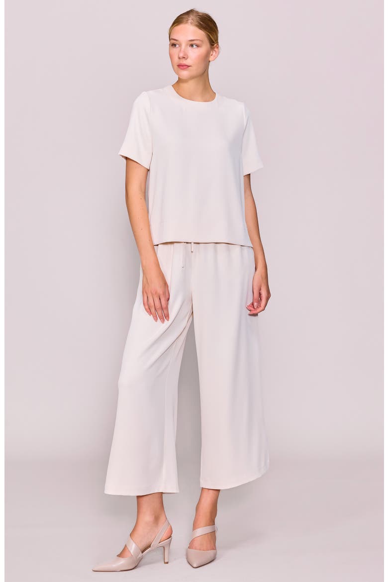Boxy Stretch Crepe T-Shirt, Alternate, color, BONE