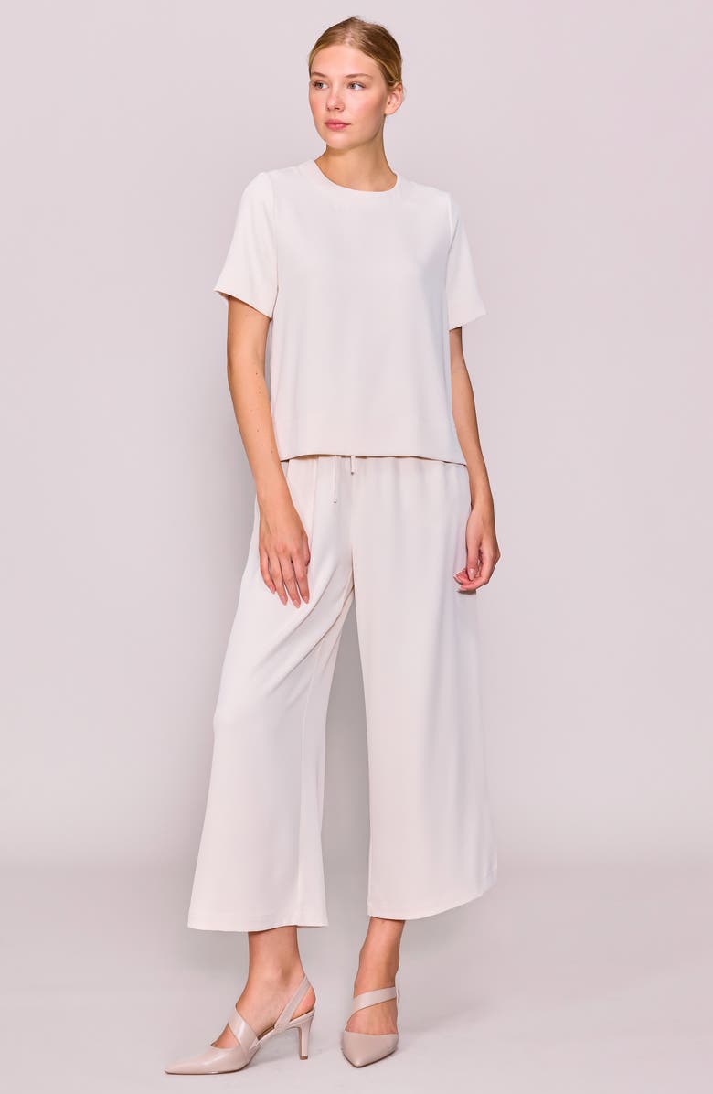 MELLODAY Boxy Stretch Crepe T-Shirt, Alternate, color, Bone