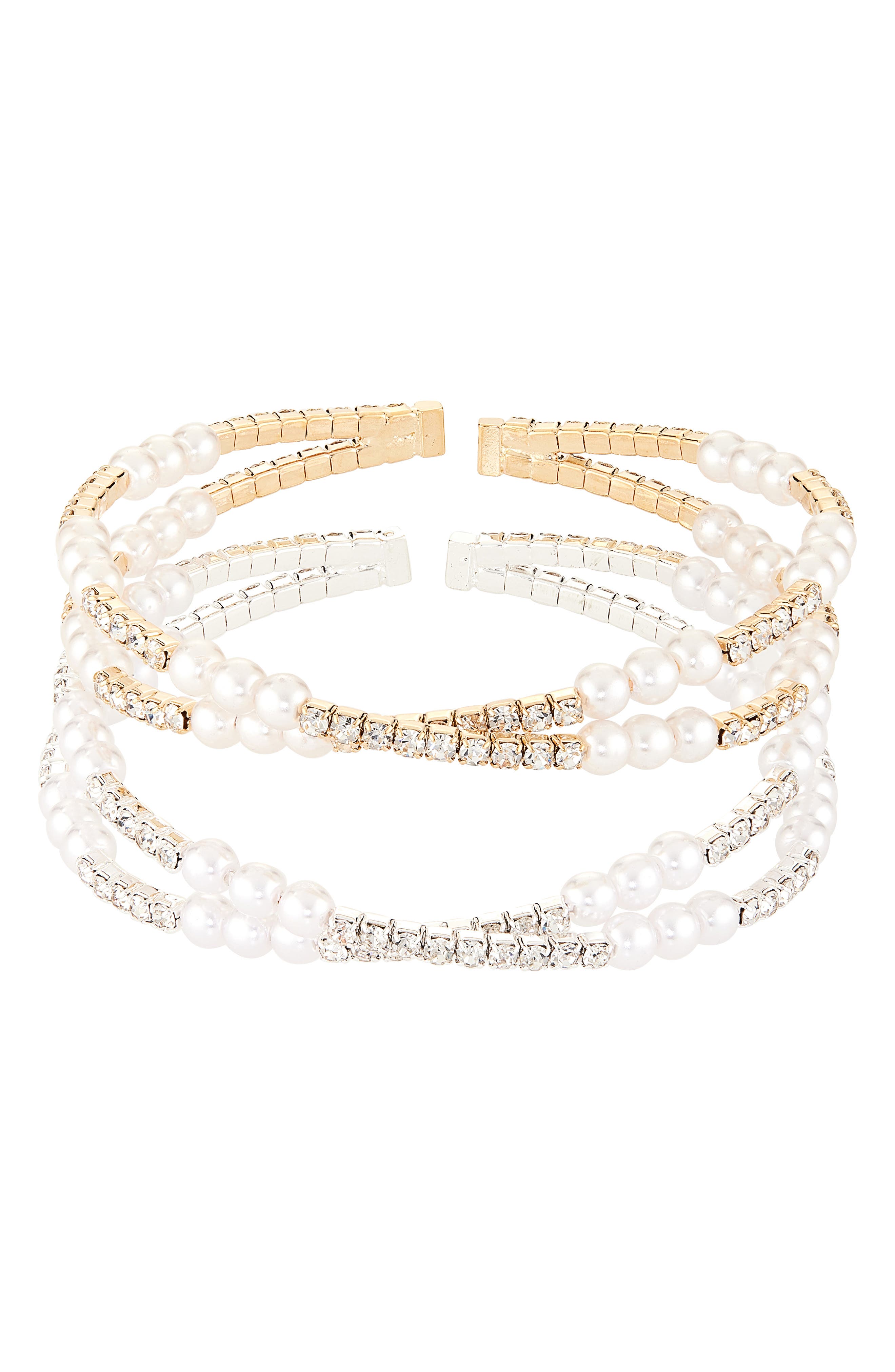 Tasha 2-Pack Assorted Faux Pearl Crisscross Bracelets