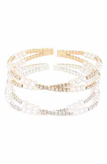 Tasha 2-Pack Assorted Faux Pearl Crisscross Bracelets