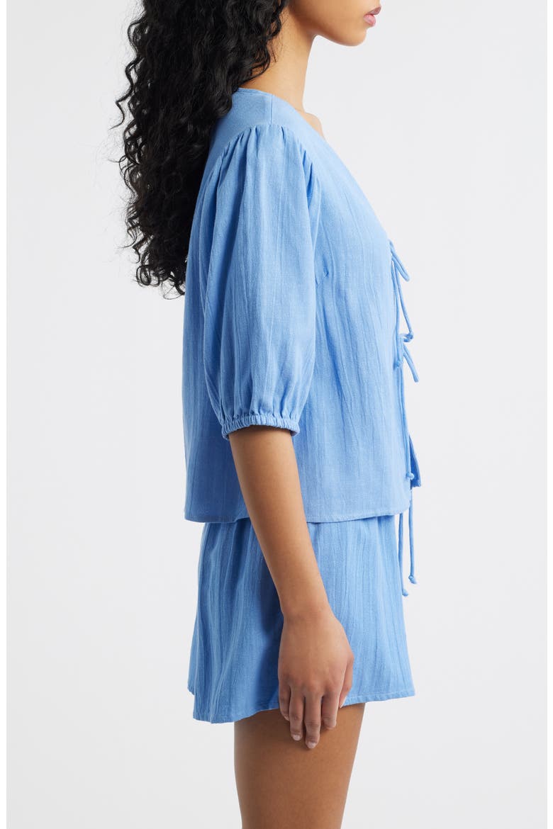 Vibe Surf Tie Front Top, Alternate, color, CORNFLOWER BLUE