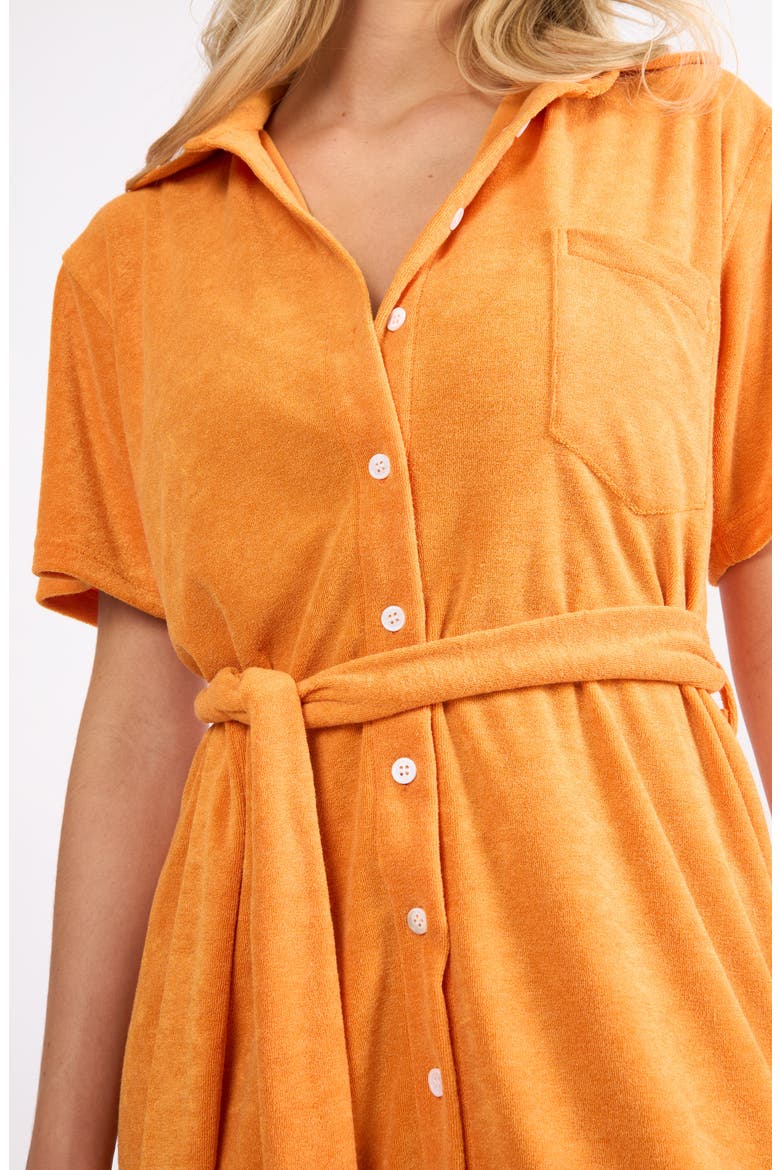 The Coastal Terry Cloth Cover-Up Shirtdress, Alternate, color, ORANGE