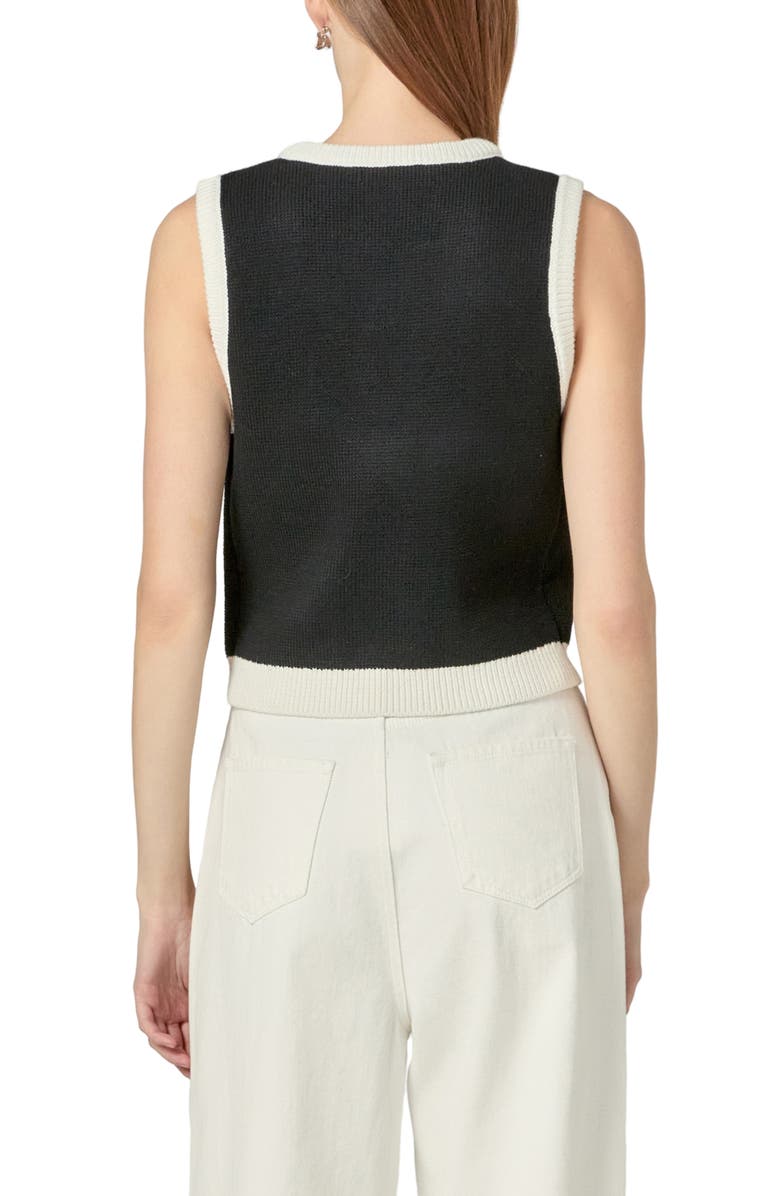 English Factory Contrast Trim Crop Vest, Alternate, color, Black/ White