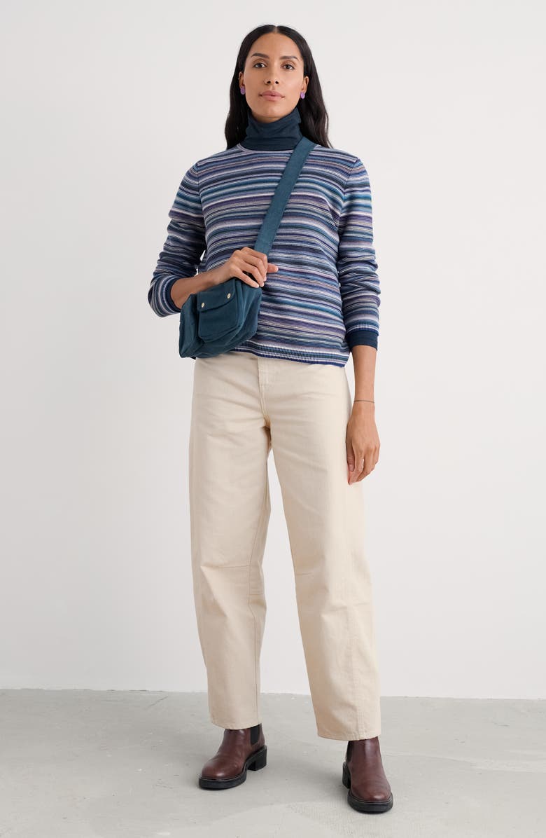 Seasalt Cornwall Makers Rib Organic & Recycled Cotton Sweater, Alternate, color, Ripple Marks Grape Thistle Mix
