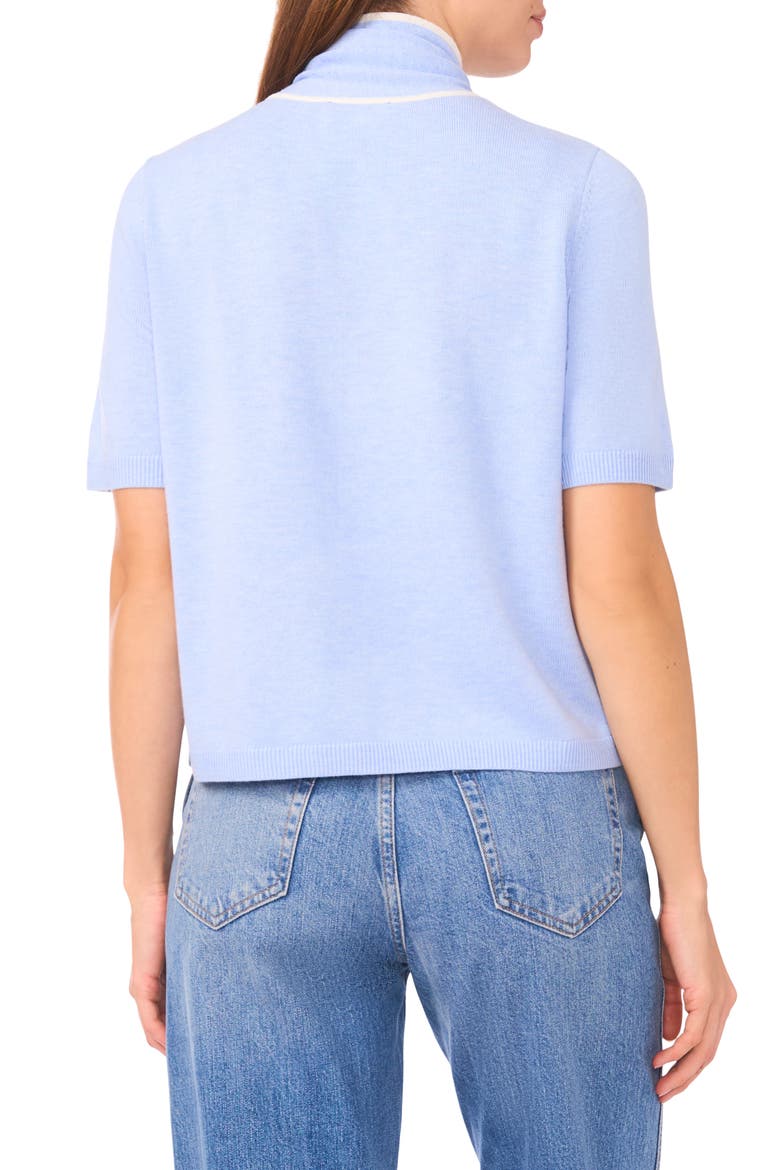 Tipped Tie Neck Sweater, Alternate, color, SWEET BLUE