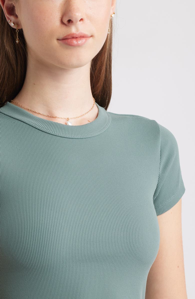 BP. Compact Rib Crop Baby Tee, Alternate, color, Green Balsam