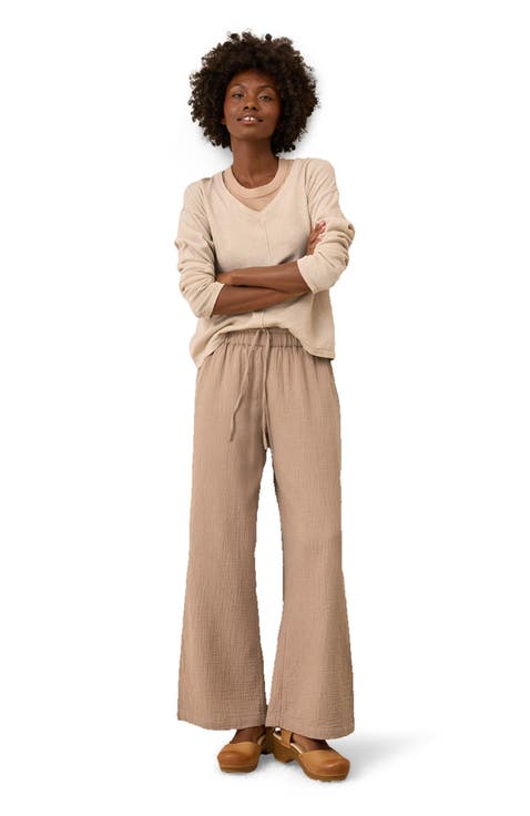 Organic Cotton Coastal Double Gauze Split Hem Pant