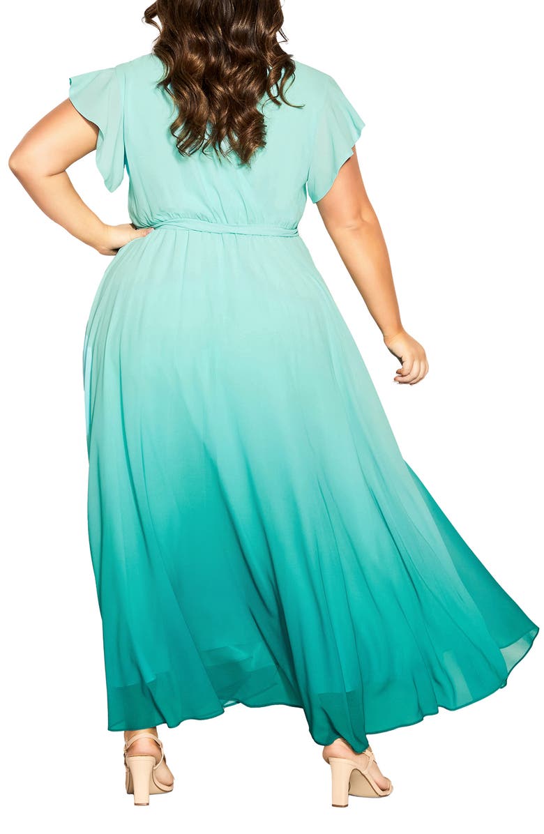 City Chic Isabella Ombré Faux Wrap Maxi Dress, Alternate, color, 