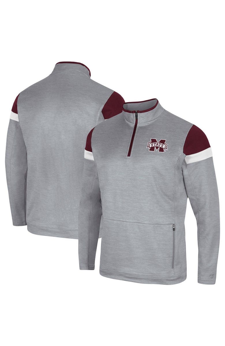 COLOSSEUM Men's Colosseum Gray Mississippi State Bulldogs Bingo Quarter-Zip Jacket, Main, color, 