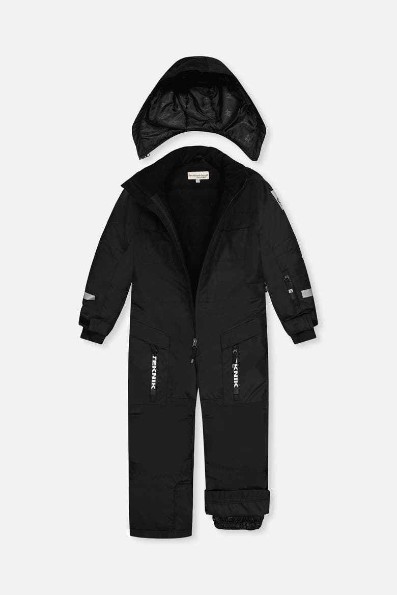 Teknik Fleece-Lined & Reinforced Knees One Piece Snowsuit, Alternate, color, Noir