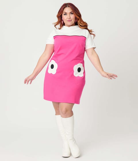 Plus Size Mock Neck Patch Pocket Shift Dress