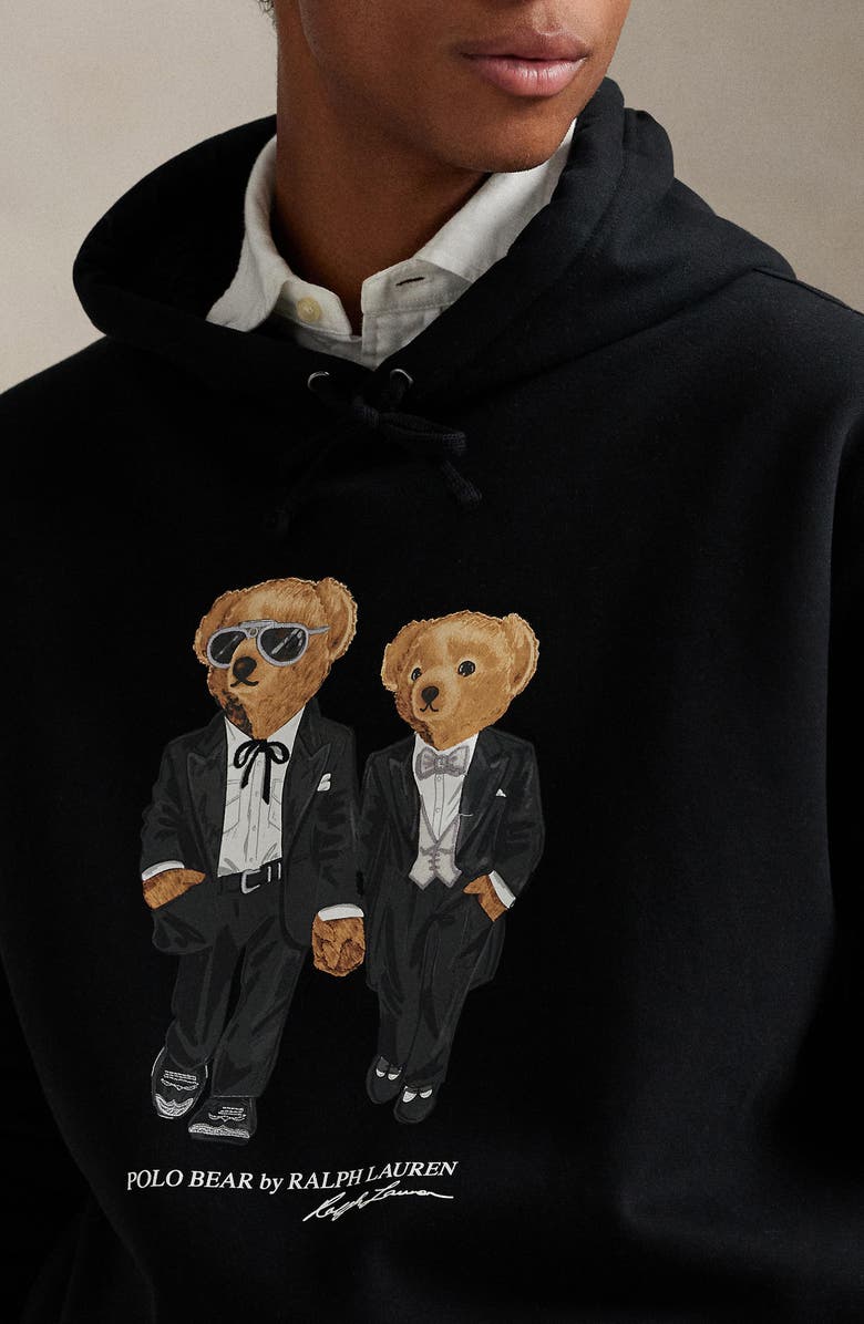 Polo Ralph Lauren Ralph & Ricky Tuxedo Bear Graphic Hoodie, Alternate, color, Polo Black Holiday Bear