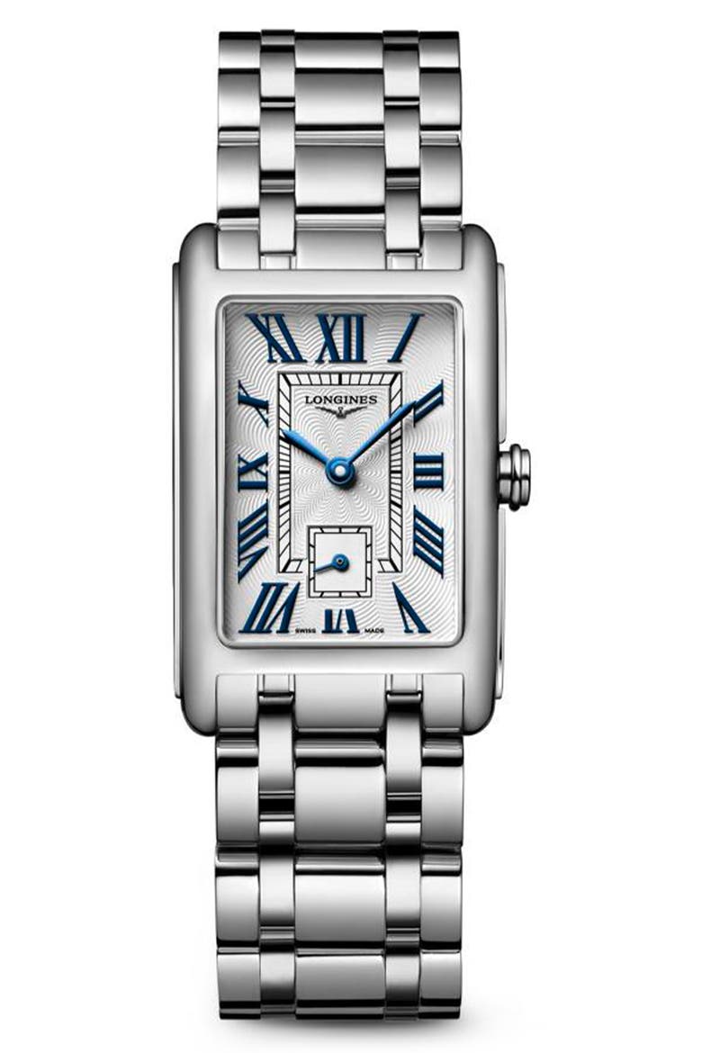 DolceVita Roman Numeral Bracelet Watch, Main, color, SILVER