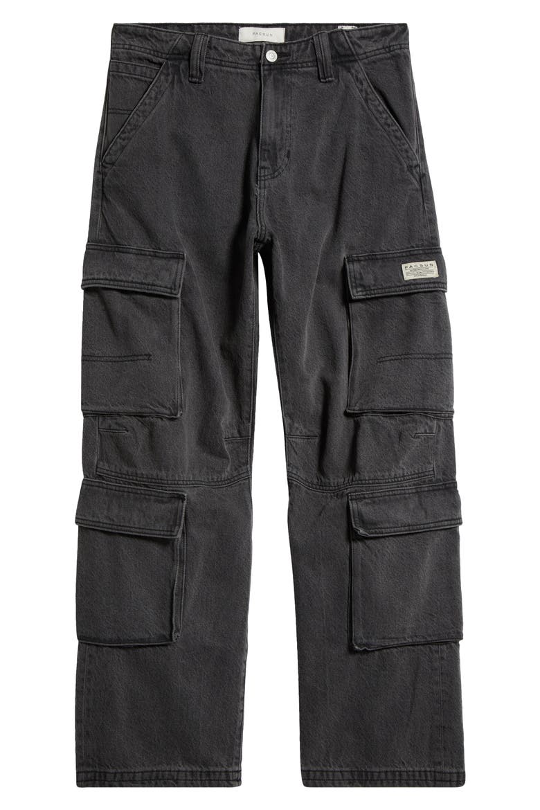 Adam Baggy Denim Cargo Pants, Alternate, color, BLACK