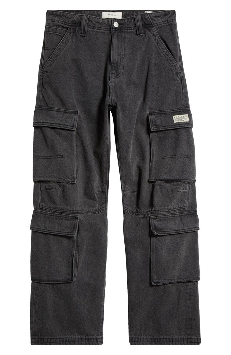 PacSun Adam Baggy Denim Cargo Pants, Alternate, color, Black