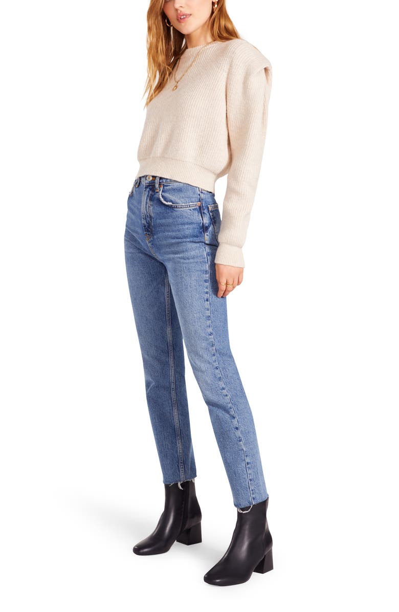 BB Dakota by Steve Madden Future Nostalgia Puff Sleeve Crop Sweater, Alternate, color,