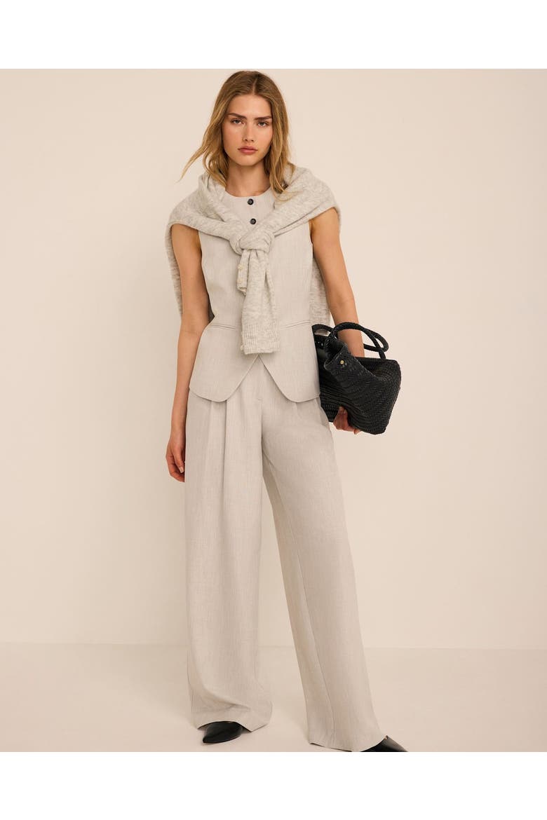 Tailored Waistcoat Sleeveless Button Down Top, Alternate, color, Grey