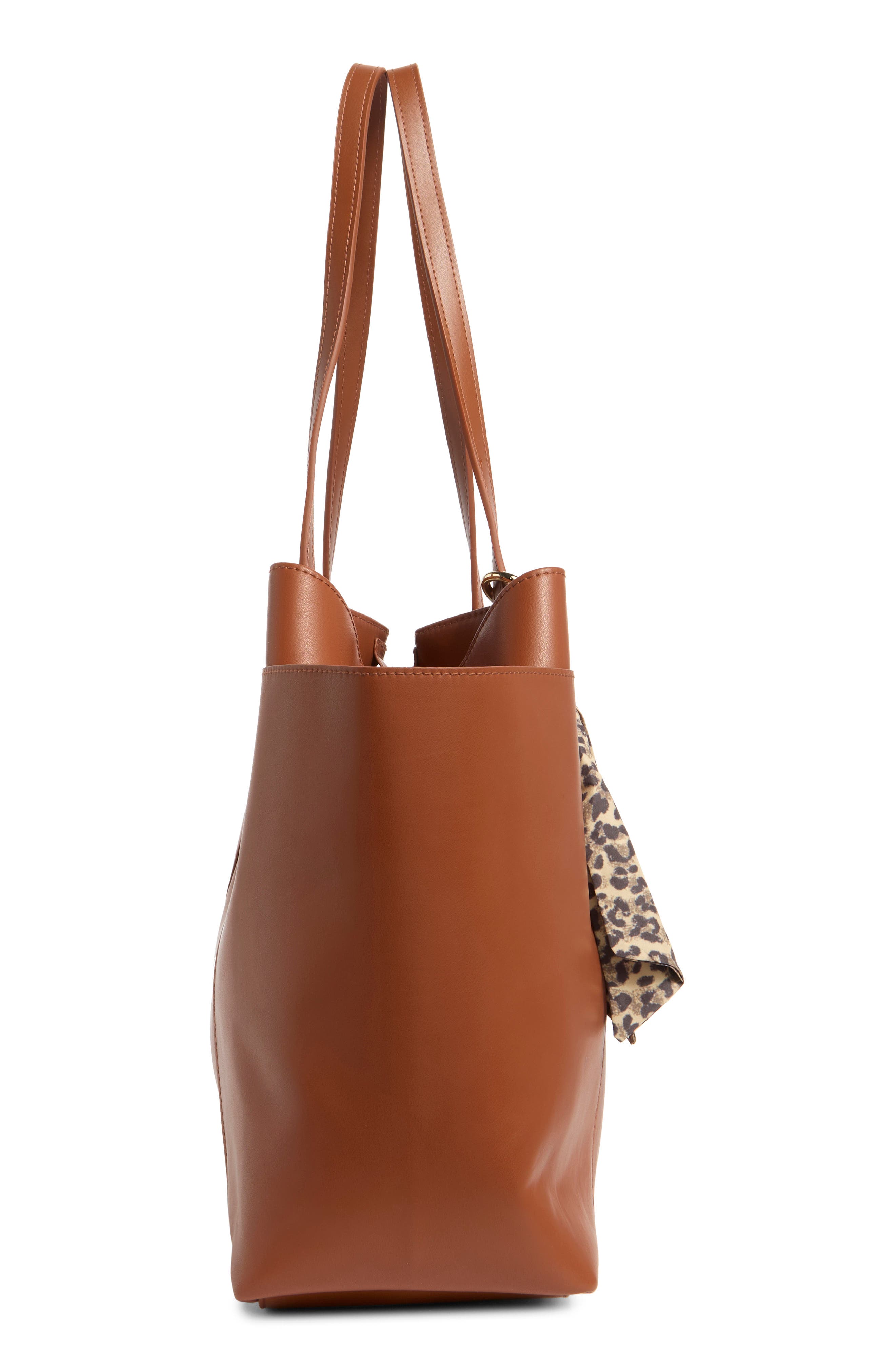 Madden Girl Oversize Tote with Laptop Sleeve, Alternate, color, Cognac