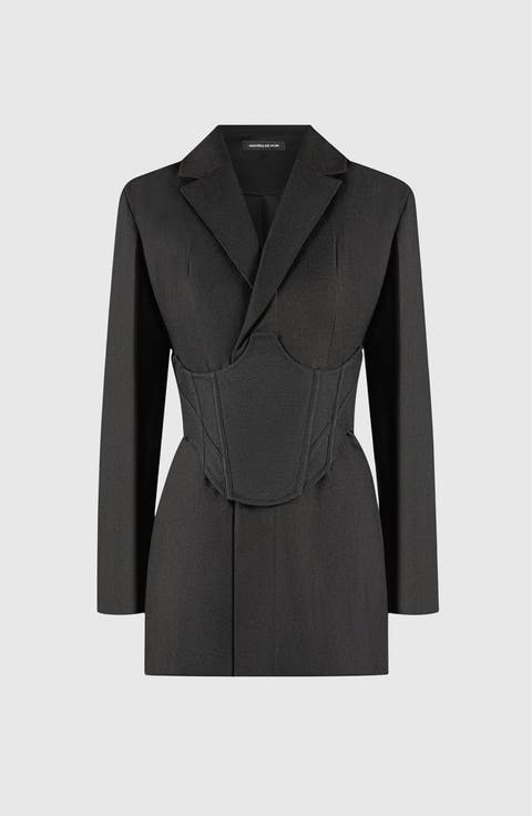 Tailored Blazer Dress with Reversible Corset