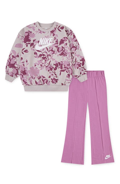 Kids' Floral Camo Sweatshirt & Flare Leg Pants Set (Little Kid)