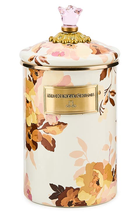 Wild Rose Large Enameled Steel Canister