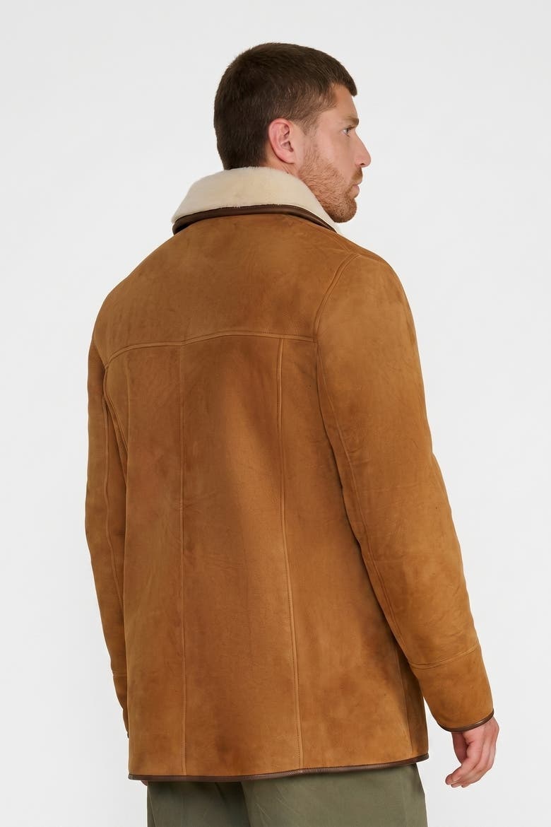 Harrison Suede Shearling Coat, Alternate, color, Whisky