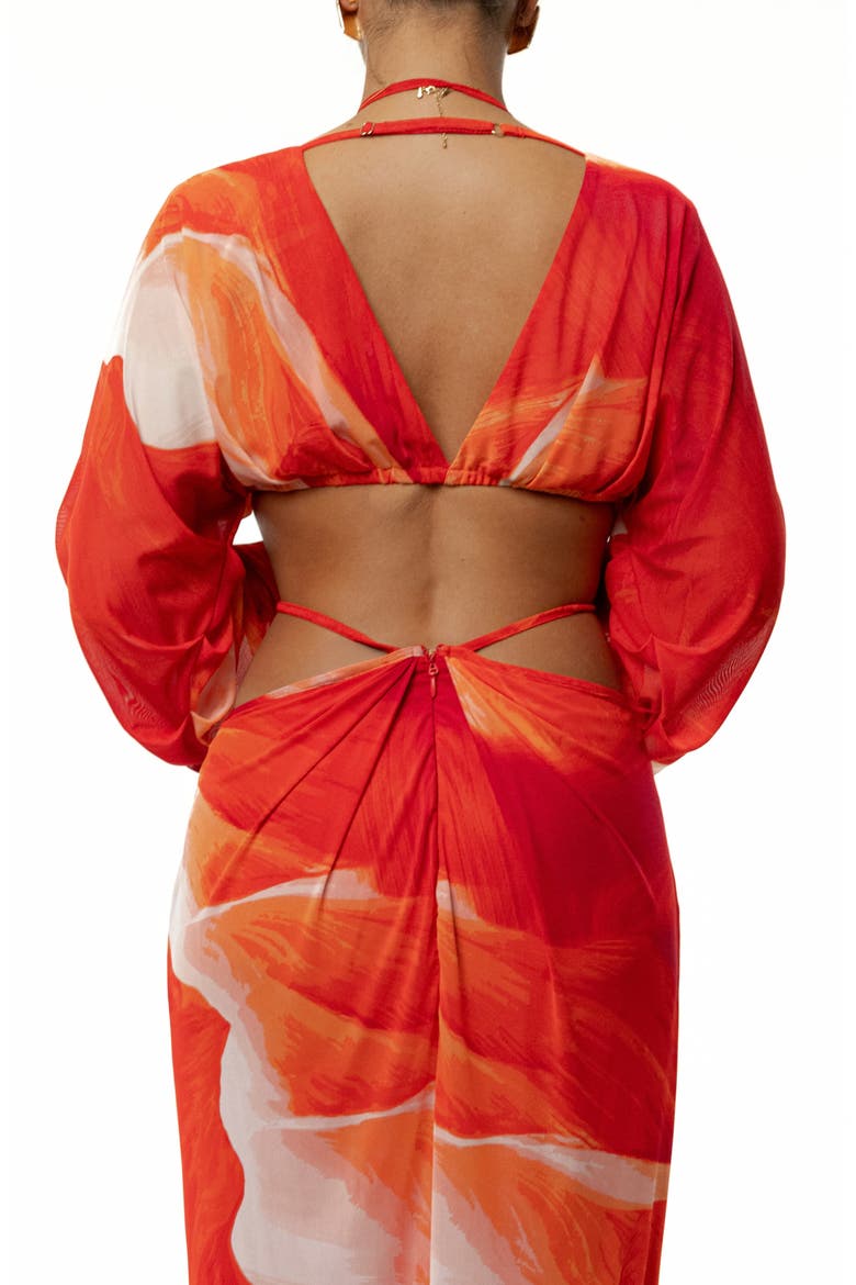 Selene Draped Crop Top, Alternate, color, RED