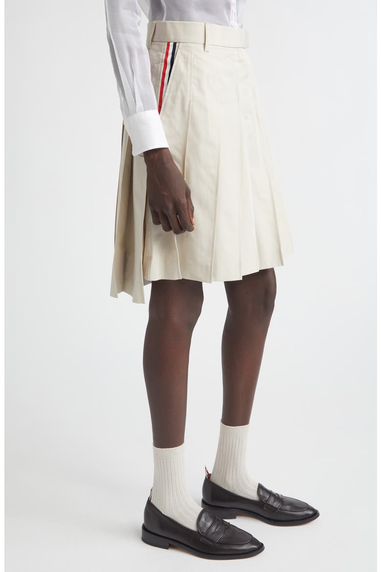 Pleated Drop Hem Cotton Twill Skirt, Alternate, color, BEIGE