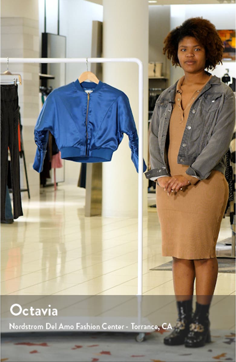 Kids' Crop Satin Bomber Jacket, sales video thumbnail