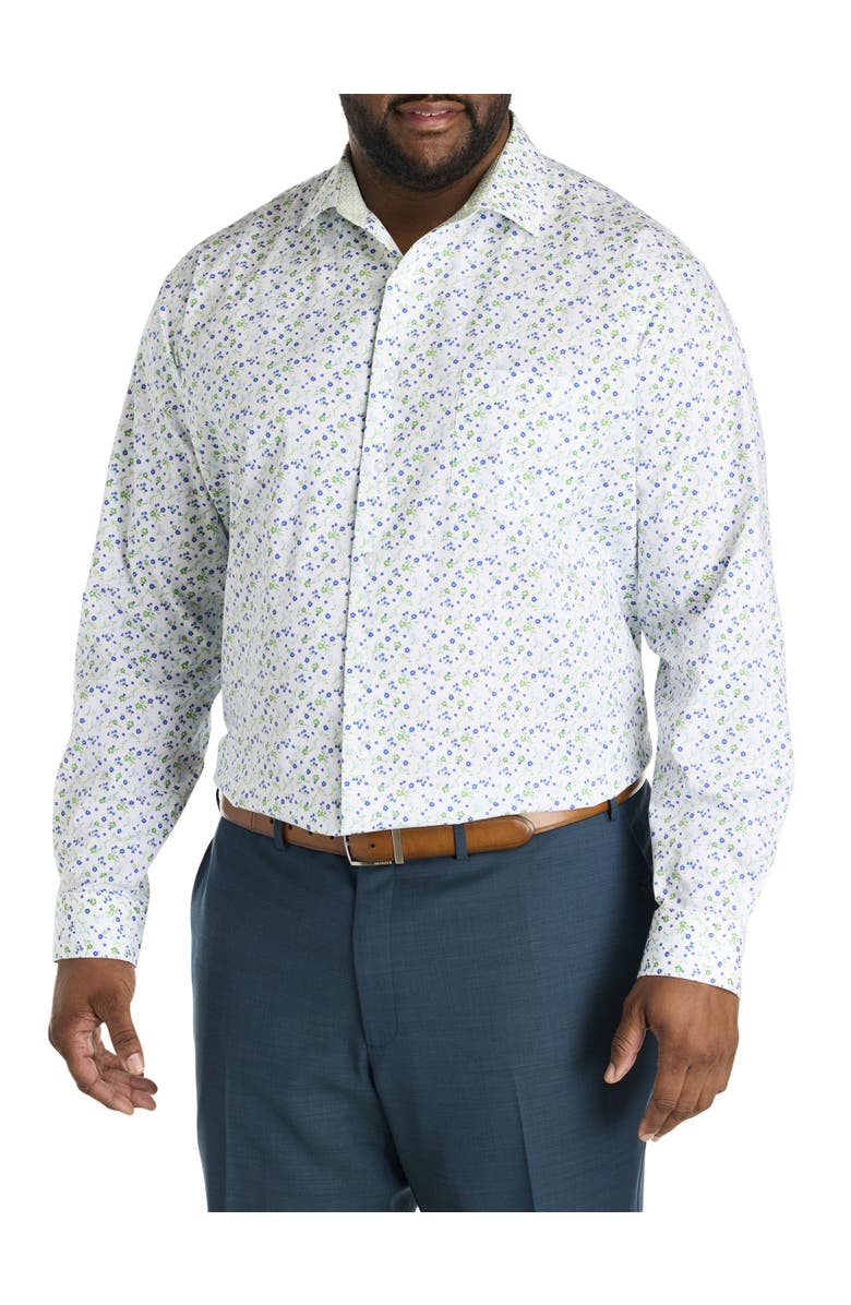 Synrgy by DXL Big & Tall Spring Time Floral Print Performance Dress Shirt, Alternate, color, 